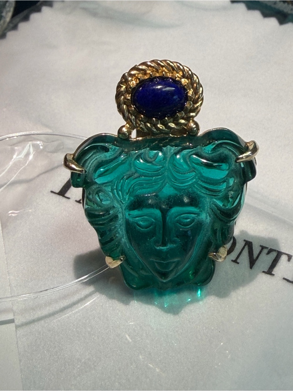 NEW Tagliamonte Venetian Glass Medusa Lapis Lazuli Statement Cocktail Ring sz 8